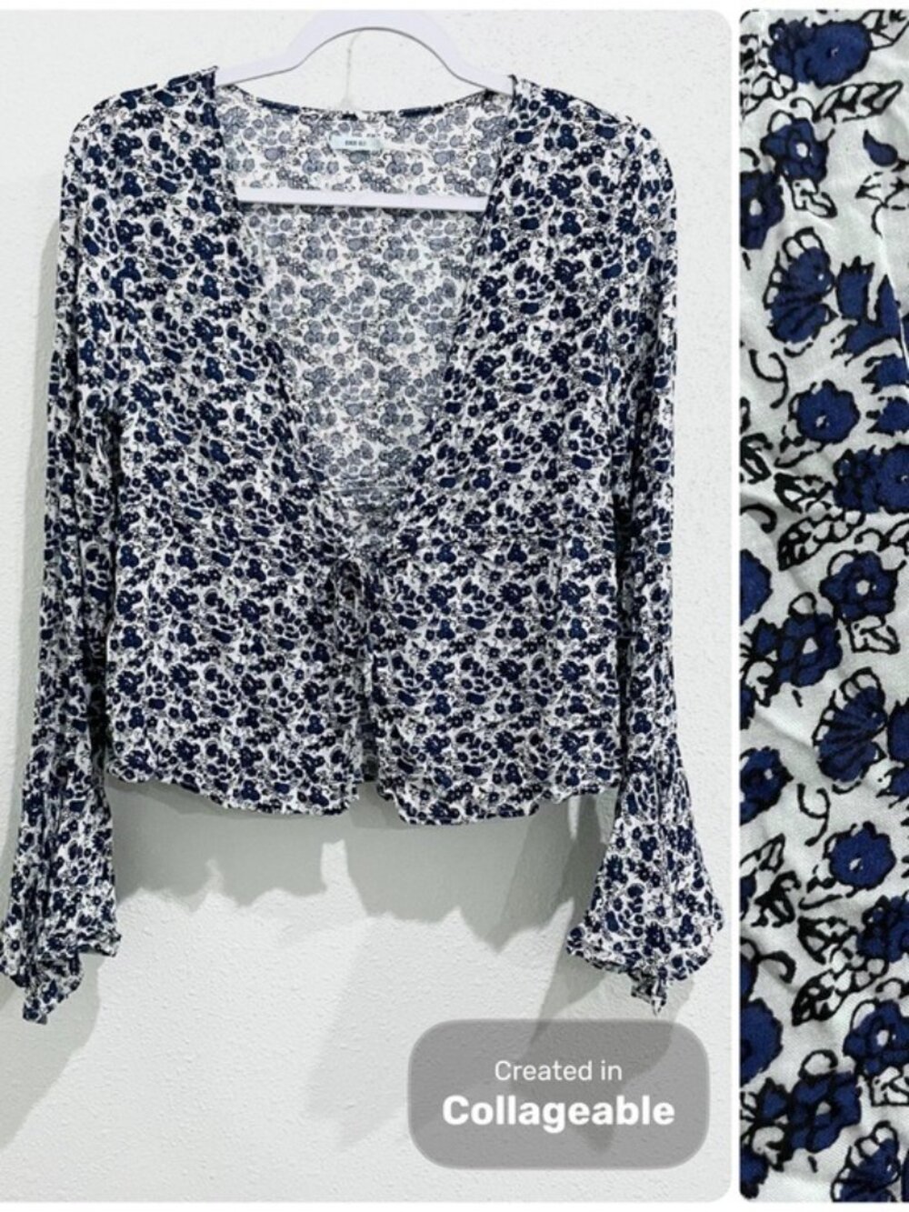 Urban Outfitters Dainty Floral Bell Sleeve Top Boho Western Lightweight